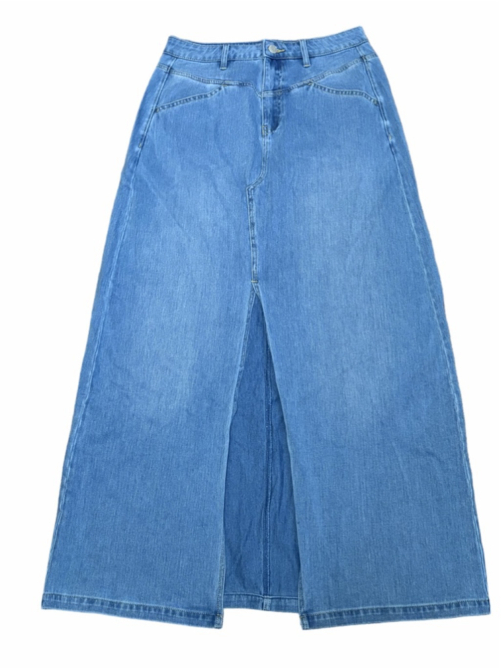 NWT Halara Flex Denim Midi Skirt with center slit size small